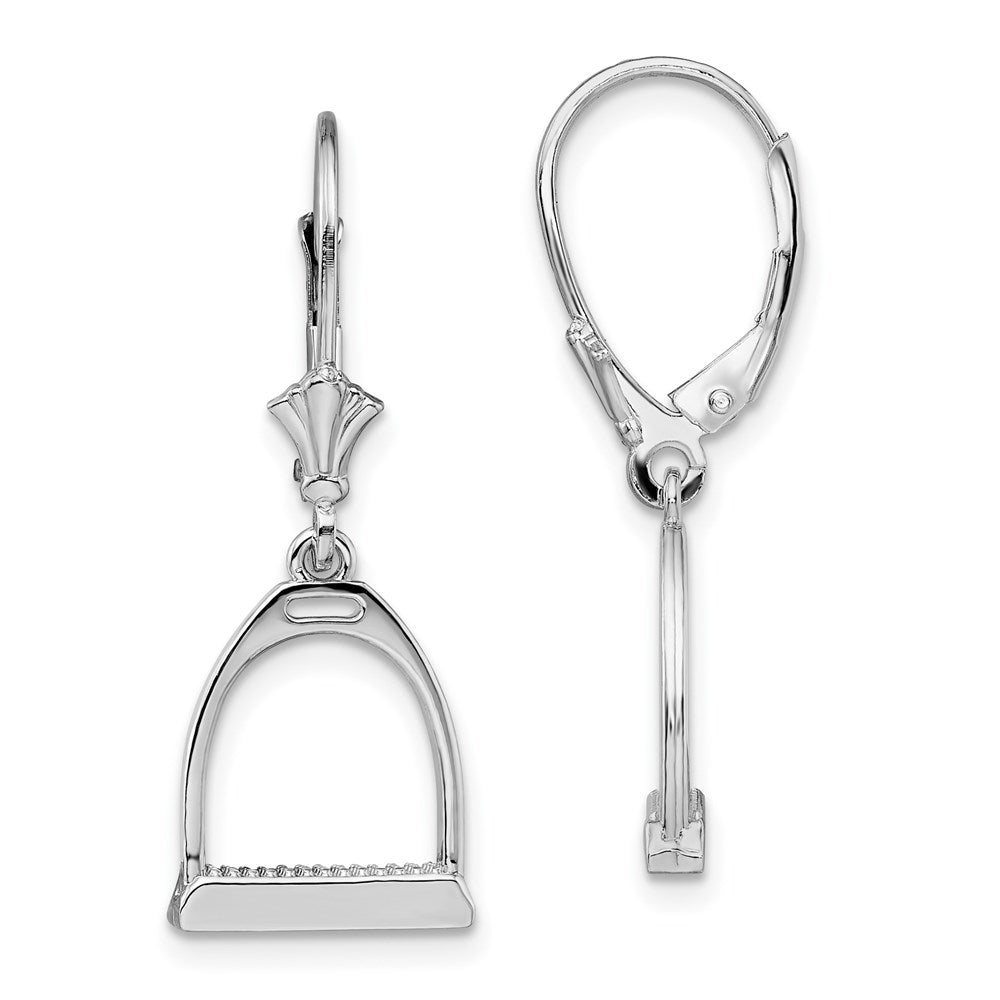 QE15595 De-Ani Sterling Silver Rhodium-plated Polished 3D Small Stirrup Leverback Earrings