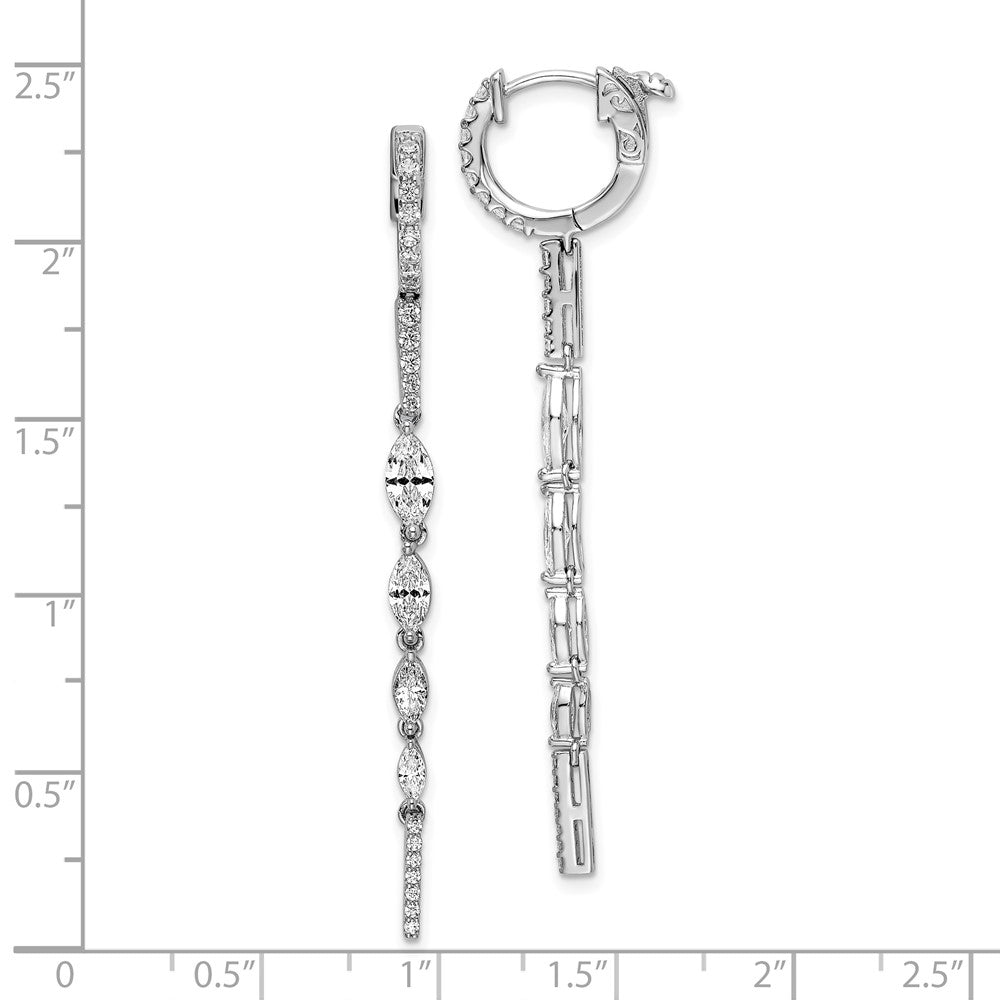 QE15619 Sterling Shimmer Sterling Silver Rhodium-plated 46 Stone CZ Fancy Dangle Hinged Earrings