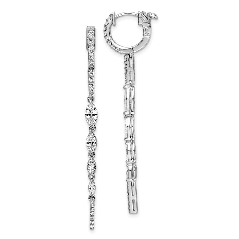 QE15619 Sterling Shimmer Sterling Silver Rhodium-plated 46 Stone CZ Fancy Dangle Hinged Earrings
