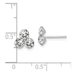 QE15691 Sterling Silver RH-plated Crystal 3-stone Post Earrings
