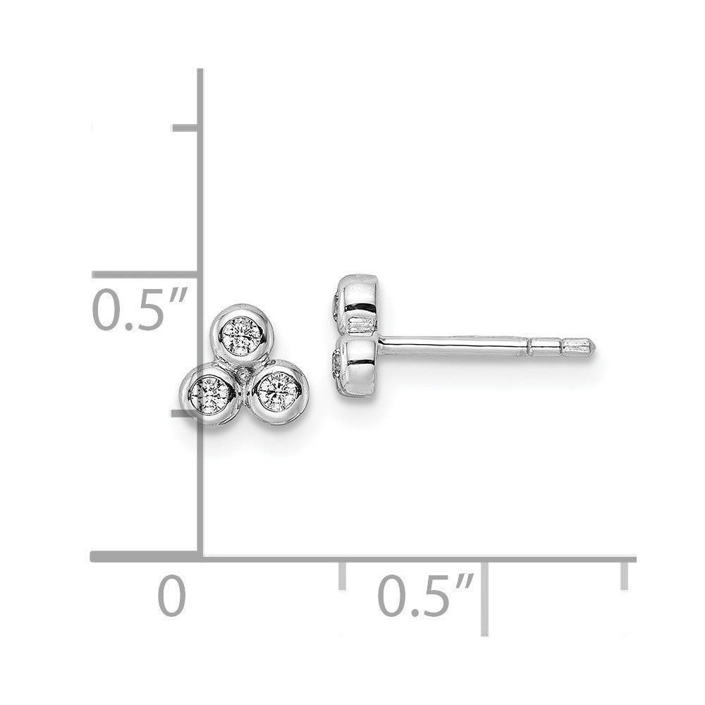 QE15715 Sterling Silver RH Polished CZ Post Earrings