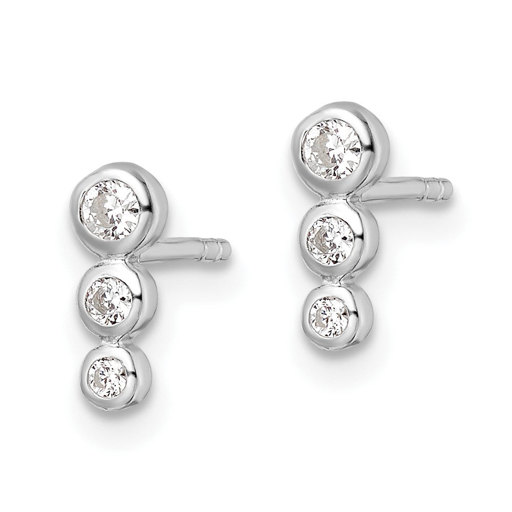 QE15716 Sterling Silver RH Polished CZ Post Earrings