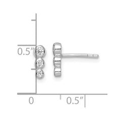 QE15716 Sterling Silver RH Polished CZ Post Earrings