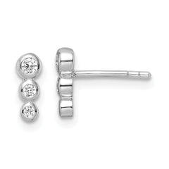 QE15716 Sterling Silver RH Polished CZ Post Earrings