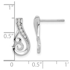 QE15719 Sterling Silver Rh-plated Polished CZ Post Earrings