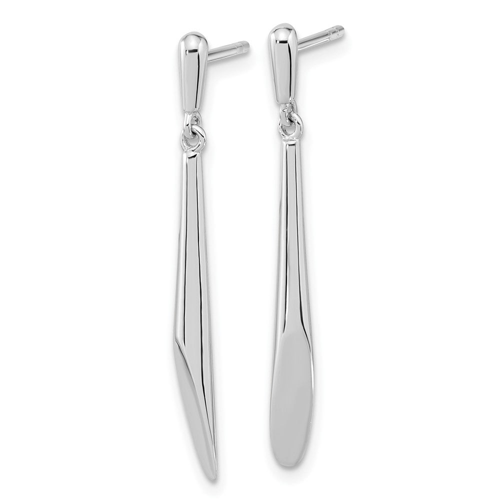 QE15724 Sterling Silver Rh-plated Polished Bar Dangle Post Earrings
