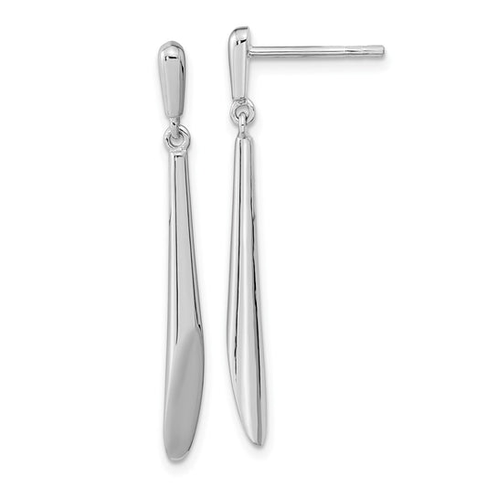 QE15724 Sterling Silver Rh-plated Polished Bar Dangle Post Earrings