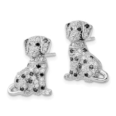 QE15787 Sterling Silver Rhodium-plated Polished CZ Dalmatian Post Earrings