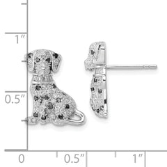 QE15787 Sterling Silver Rhodium-plated Polished CZ Dalmatian Post Earrings