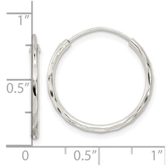 QE15809 Sterling Silver Polished D/C Endless Hoop Earrings