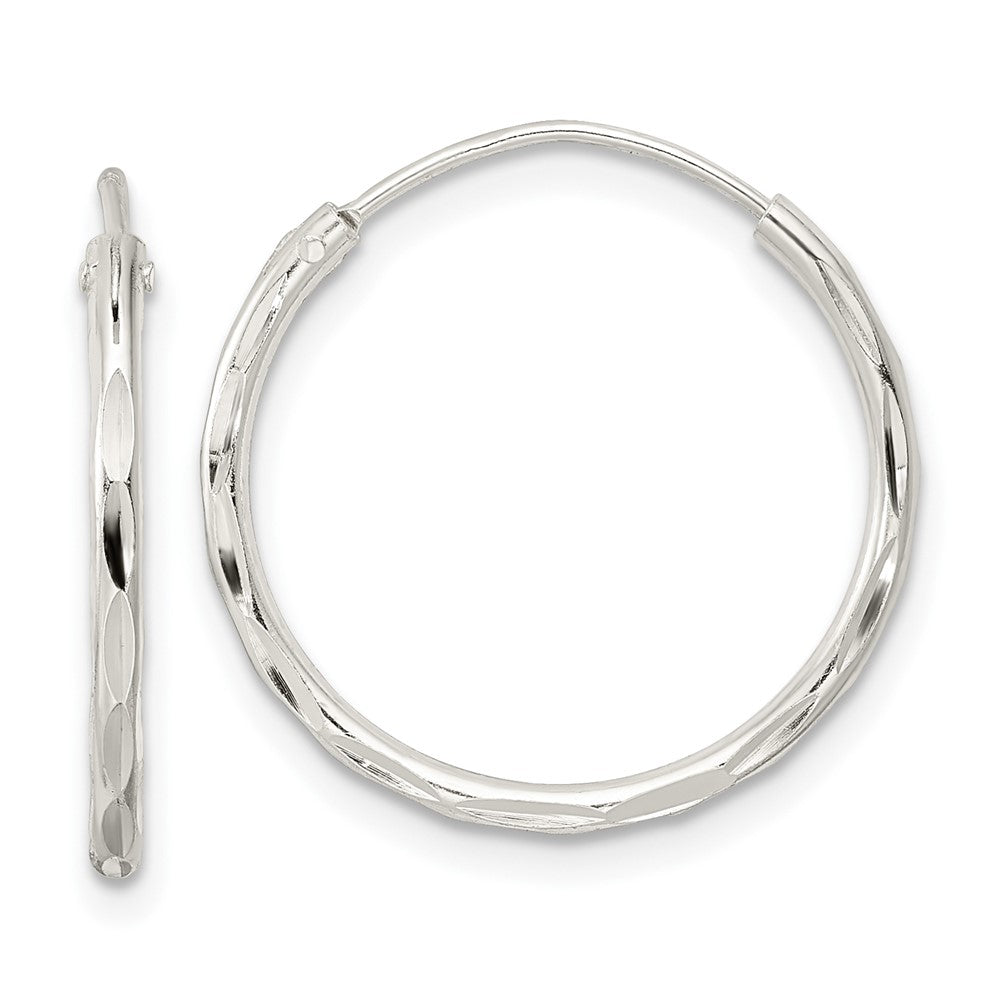 QE15809 Sterling Silver Polished D/C Endless Hoop Earrings