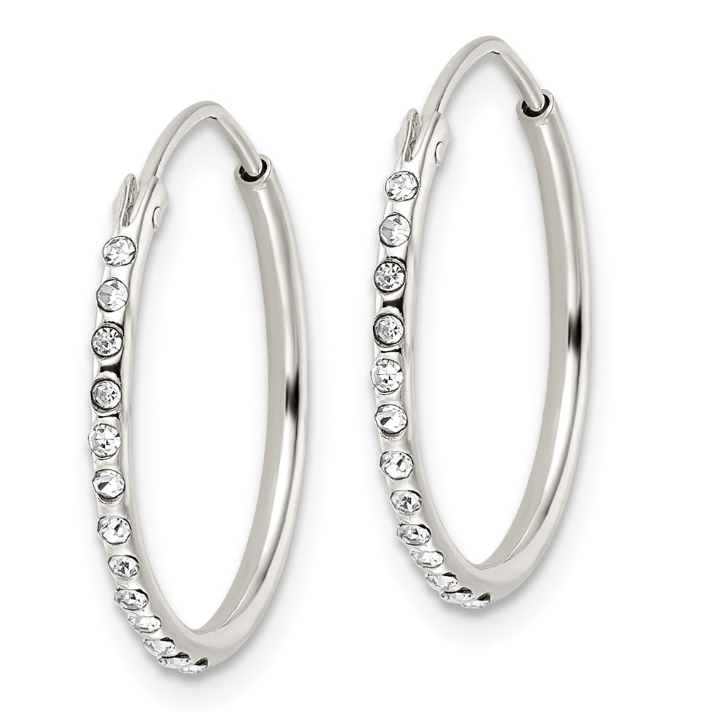 QE15811 Sterling Silver Crystal Endless Hoop Earrings