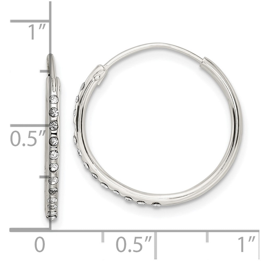 QE15811 Sterling Silver Crystal Endless Hoop Earrings