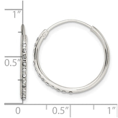 QE15811 Sterling Silver Crystal Endless Hoop Earrings
