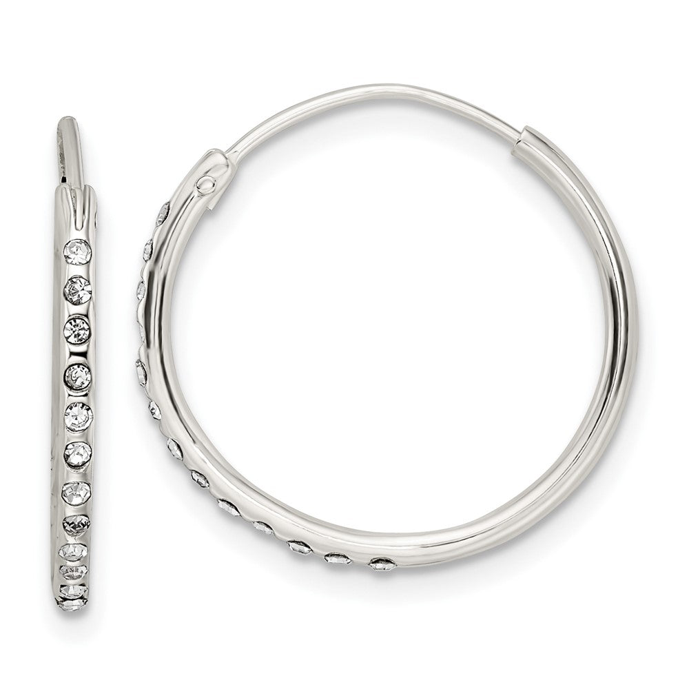 QE15811 Sterling Silver Crystal Endless Hoop Earrings
