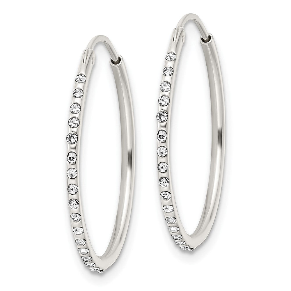 QE15812 Sterling Silver Crystal Endless Hoop Earrings