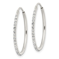 QE15812 Sterling Silver Crystal Endless Hoop Earrings