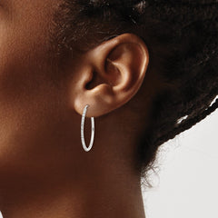 QE15812 Sterling Silver Crystal Endless Hoop Earrings