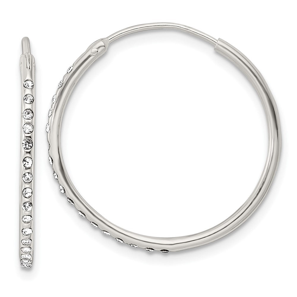 QE15812 Sterling Silver Crystal Endless Hoop Earrings