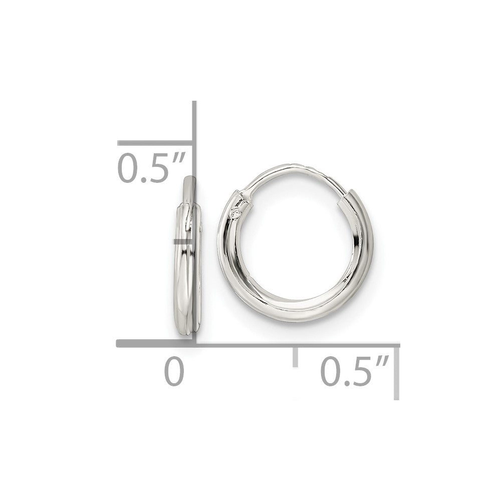 QE15813 Sterling Silver Polished 1.5x10mm Endless Tube Hoop Earrings