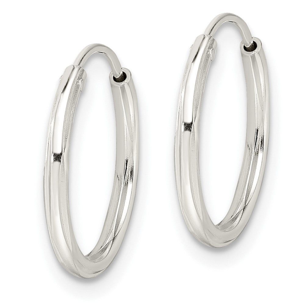 QE15814 Sterling Silver Diamond-cut 1.5x15mm Endless Tube Hoop Earrings