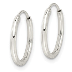 QE15814 Sterling Silver Diamond-cut 1.5x15mm Endless Tube Hoop Earrings