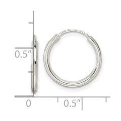 QE15814 Sterling Silver Diamond-cut 1.5x15mm Endless Tube Hoop Earrings
