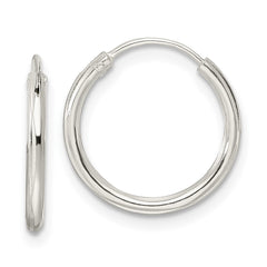 QE15814 Sterling Silver Diamond-cut 1.5x15mm Endless Tube Hoop Earrings