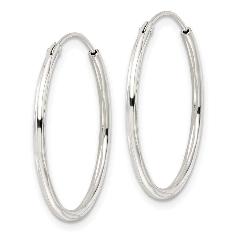 QE15815 Sterling Silver Diamond-cut 1.5x25mm Endless Tube Hoop Earrings