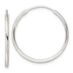 QE15815 Sterling Silver Diamond-cut 1.5x25mm Endless Tube Hoop Earrings