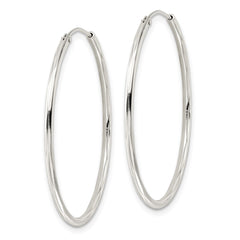 QE15816 Sterling Silver Diamond-cut 1.5x35mm Endless Tube Hoop Earrings
