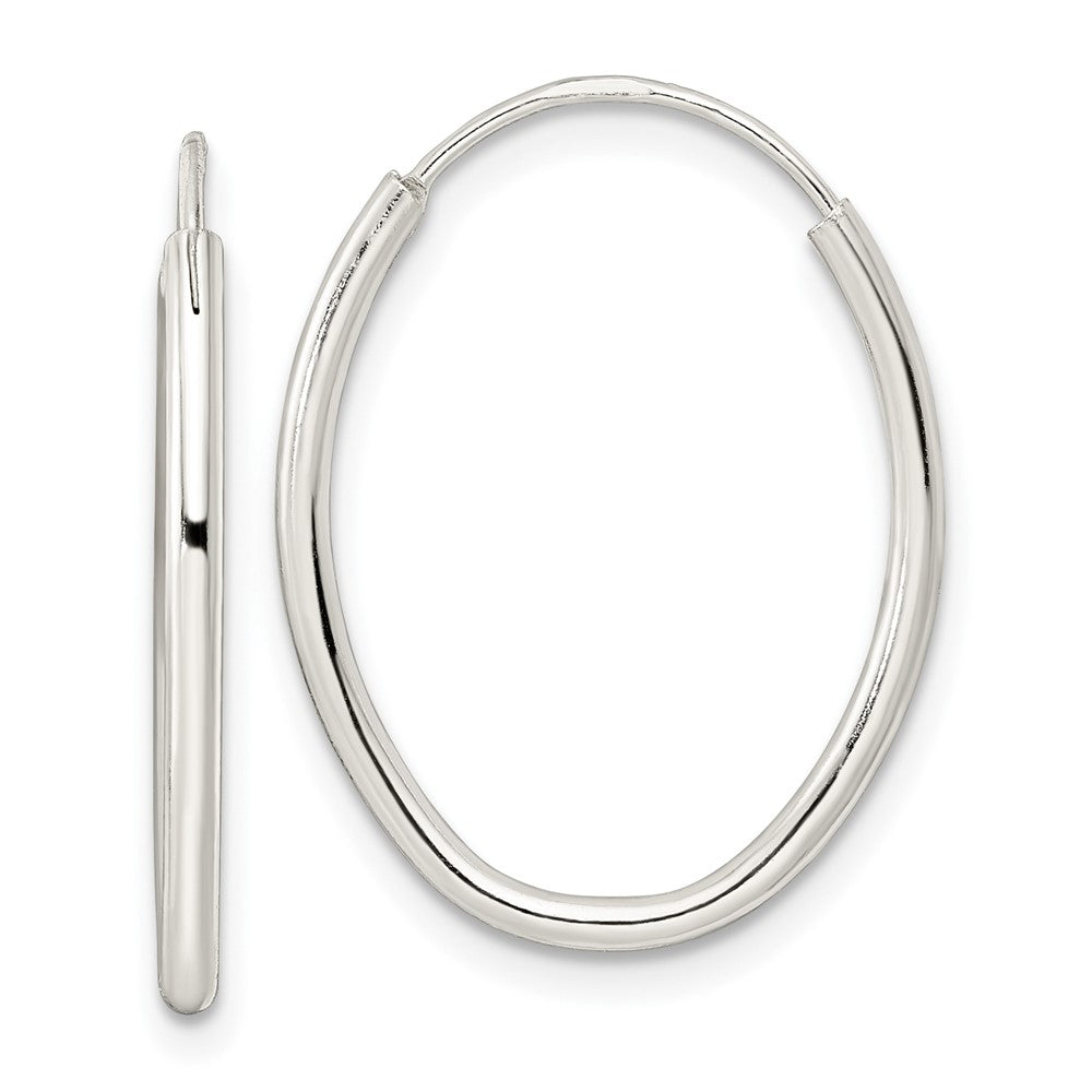 QE15820 Sterling Silver Polished Endless Oval Hoop Earrings