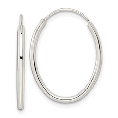 QE15820 Sterling Silver Polished Endless Oval Hoop Earrings
