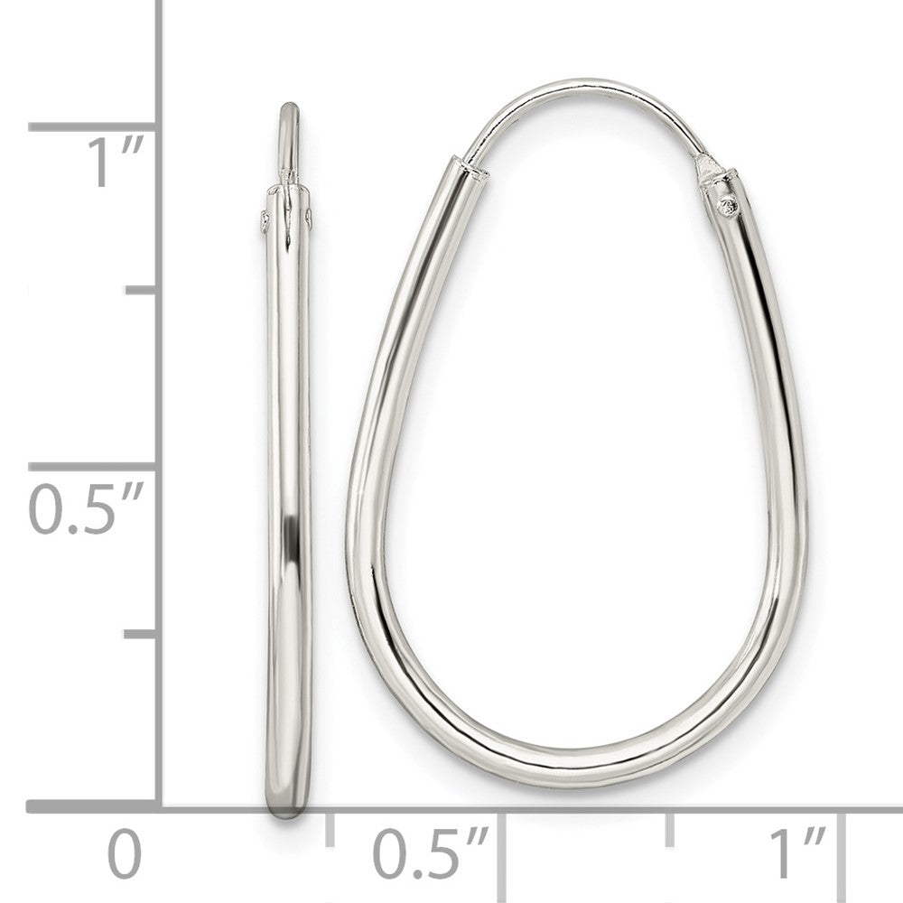 QE15822 Sterling Silver Polished Endless Teardrop Hoop Earrings