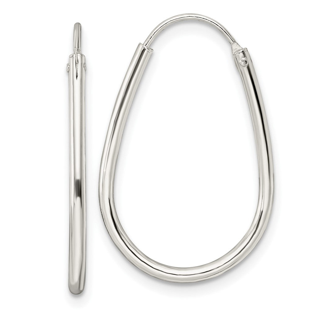 QE15822 Sterling Silver Polished Endless Teardrop Hoop Earrings