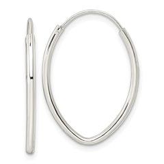 QE15824 Sterling Silver Polished Endless Oval Hoop Earrings