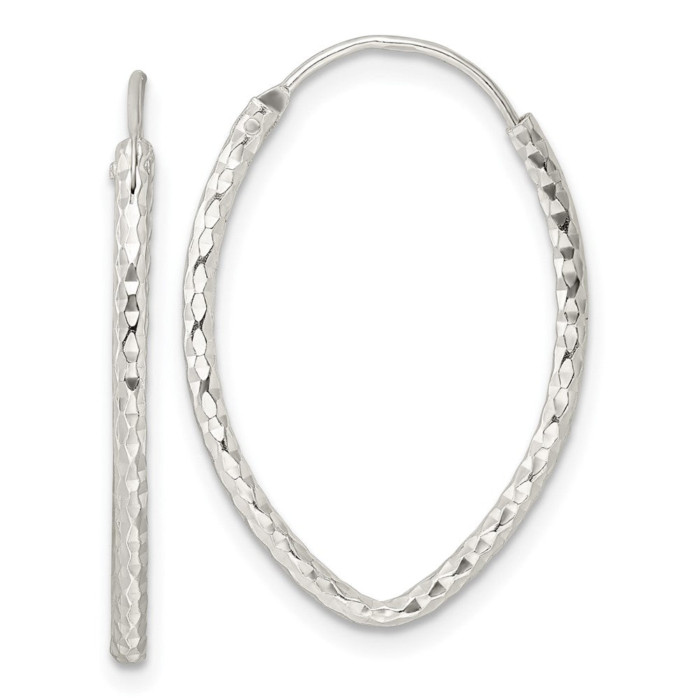QE15825 Sterling Silver Polished D/C Endless Hoop Earrings
