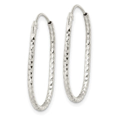QE15827 Sterling Silver Polished & D/C Oblong Endless Hoop Earrings
