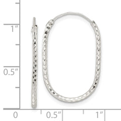 QE15827 Sterling Silver Polished & D/C Oblong Endless Hoop Earrings