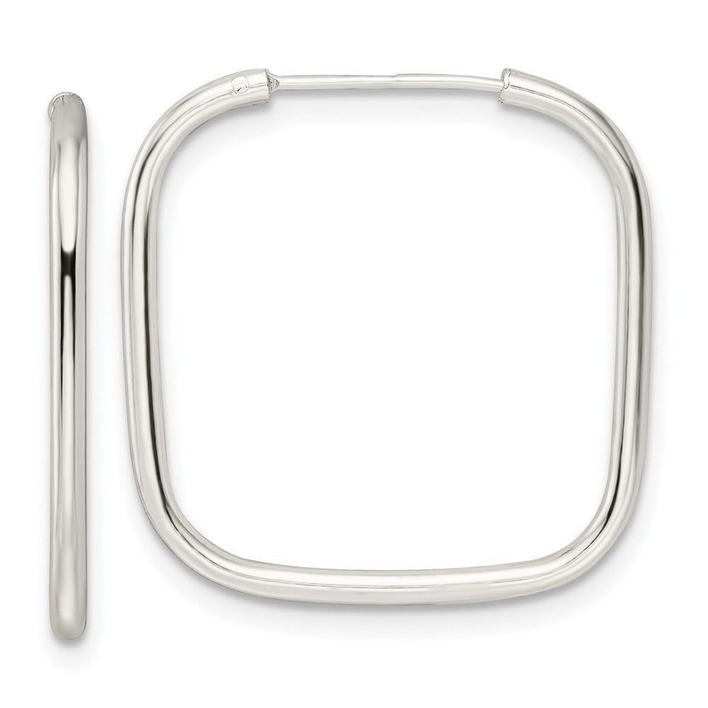QE15828 Sterling Silver Polished 1.5mm Square Endless Tube Hoop Earrings