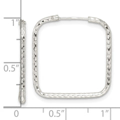 QE15829 Sterling Silver Polished D/C Square Endless Hoop Earrings