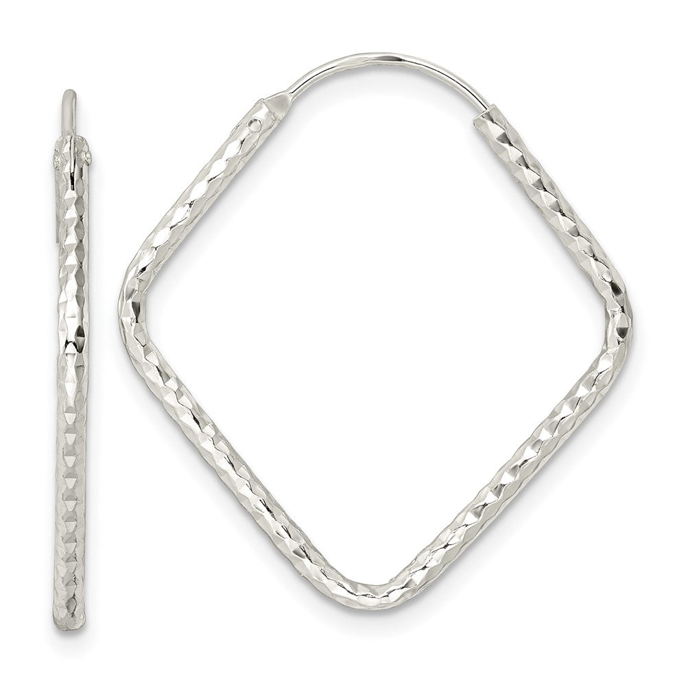QE15831 Sterling Silver Polished D/C Endless Hoop Earrings