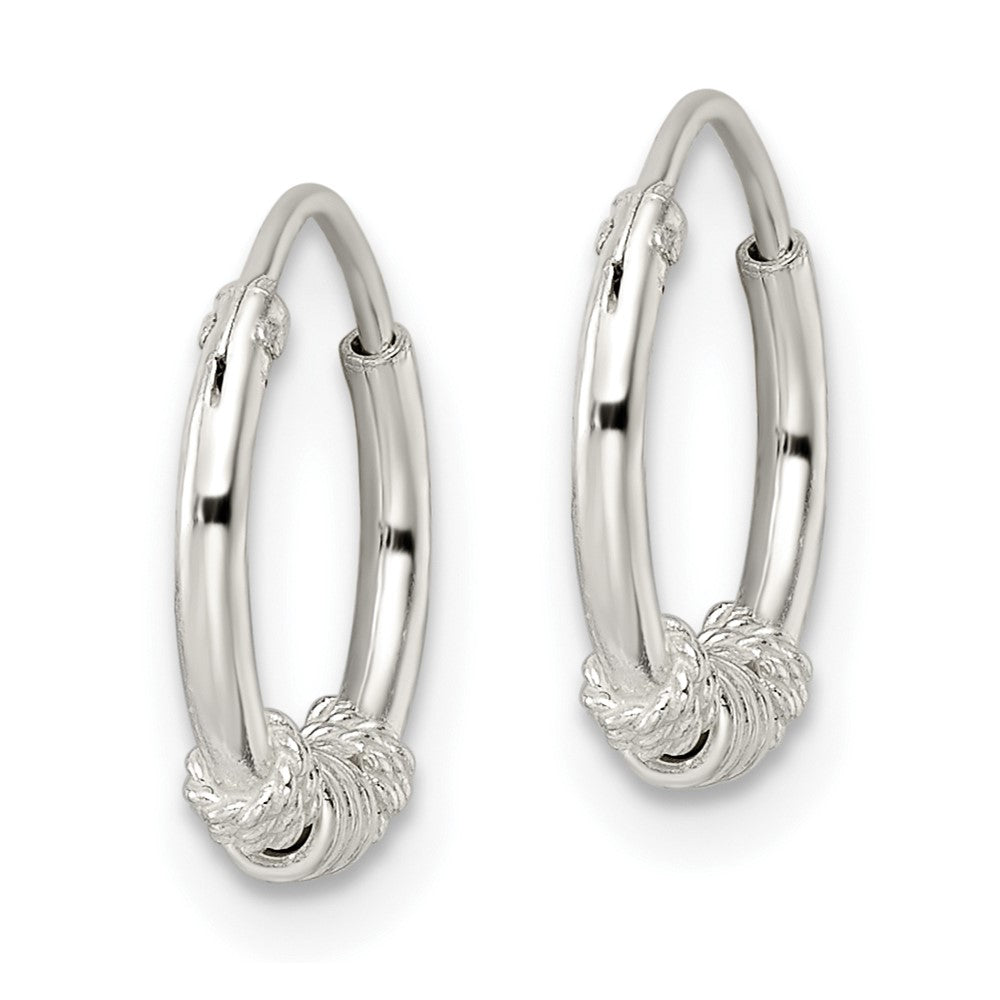 QE15833 Sterling Silver Polished Beaded Circle Endless Hoop Earrings