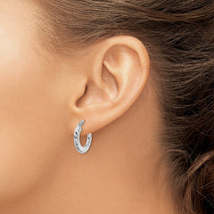 QE15849 Sterling Silver Rhodium-plated 2x18mm D/C Knife-edge Tube Hoop Earrings