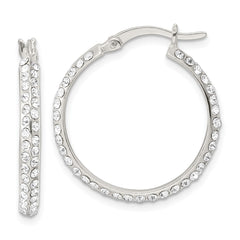 QE15859 Sterling Silver CZ Round Hoop Earrings