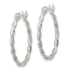 QE15878 Sterling Silver Polished Twisted Hoop Earrings