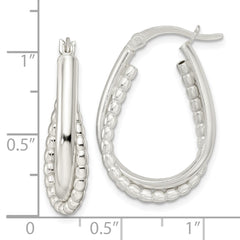 QE15893 Sterling Silver Rhodium-plated Polished Double Oval Hoop Earrings