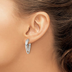 QE15902 Sterling Silver Polished Triple Oval Hoop Earrings