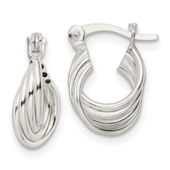 QE15903 Sterling Silver Polished Triple Circle Hoop Earrings