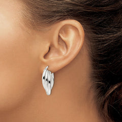 QE15933 Sterling Silver Polished Triple Twisted Oval Hoop Earrings